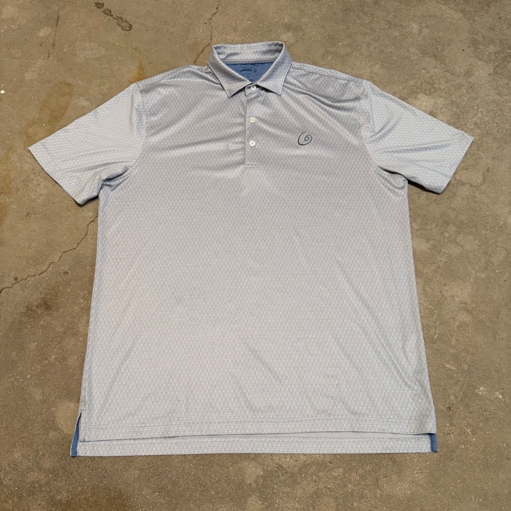 johnnie-O Polo Shirt Men L Seal Grey JMPO3960 Patterned Performance Golf Tee